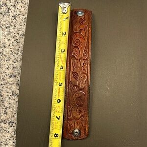 Brown Leather Embossed Handle